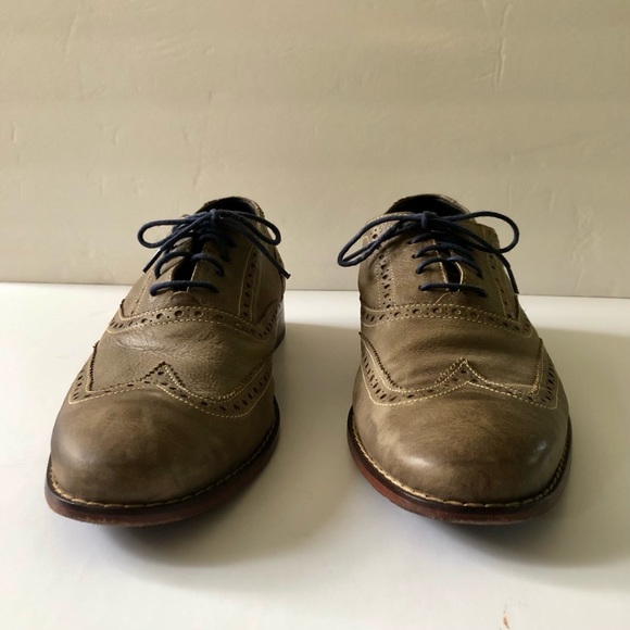 Cole Haan Men's Nike Air Colton Olive Taupe Distressed Leather Wingtip Oxfords - Picture 3 of 9